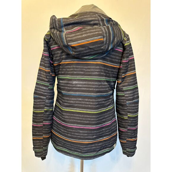 ROXY Ski Winter Coat Gray & Multicolored Stripes Size Medium - Picture 5 of 8